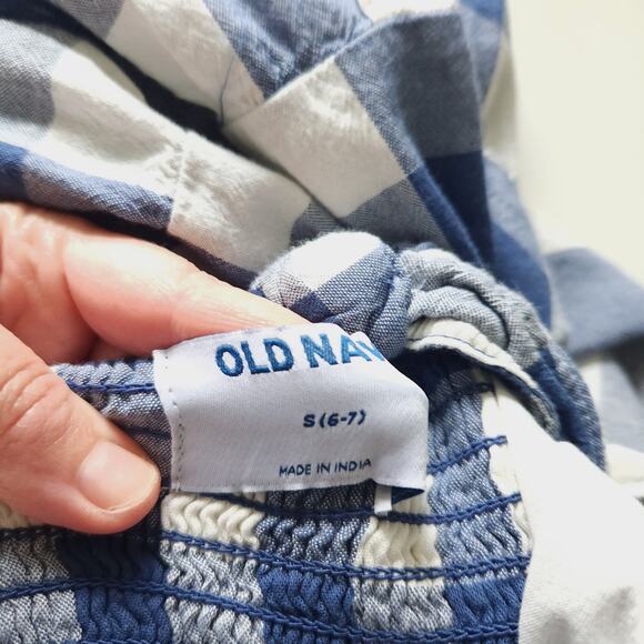 Old Navy Girls Blue Buffalo Plaid Summer Dress Small 6-7 Sleeveless - Picture 4 of 5